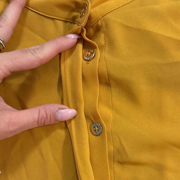Mustard Yellow Open back Button-Up Blouse - Picture 6 of 6